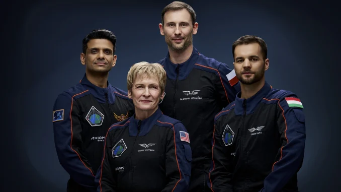 The-Axiom-4-team-comprising-Shubhanshu-Shukla-Peggy-Whitson-from-the-US-Slawosz-Uznanski-Wisniewski-from-Poland-and-Tibor-Kapu-from-Hungary.-AP